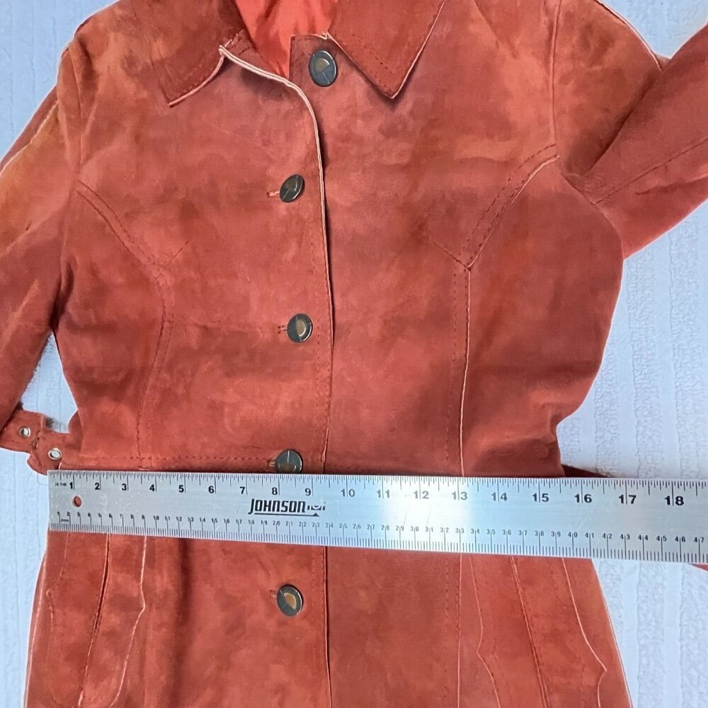 Vintage Kyller Of Sweden Womens Button Down Belted Leather Coat Jacket Brown - Picture 8 of 11